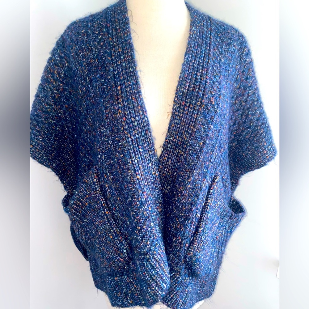 UNIVERSAL THREAD Blue Knit Poncho/Cape - OS